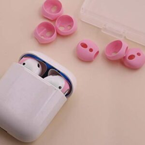 IiEXCEL (Fit in Case) 4 Pairs Replacement Super Thin Slim Rubber Silicone Earbuds Ear Tips and Covers Skin for Apple AirPods 2 1 or EarPods Headphones (Fit in Charging Case) (4 Pink)