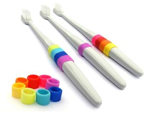 toothbrush marker by cupmarker - set of 6 reusable & adjustable toothbrush labels for standard toothbrushes
