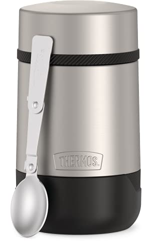 ALTA SERIES BY THERMOS Stainless Steel Food Jar 18 Ounce, Matte Steel/Espresso Black