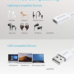Anker USB-A to Lightning Audio Adapter Cable, MFi Certified Female Lightning Dongle, Supports Volume Control and Mic for Headphones, Earphones, Earbuds, and More.