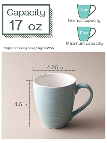 DOWAN Coffee Mugs, Coffee Mugs Set of 6, 17 Oz Ceramic Coffee Cups with Handle, Large Coffee Mug, Ceramic Mugs for Coffee Tea and Cocoa Turquoise