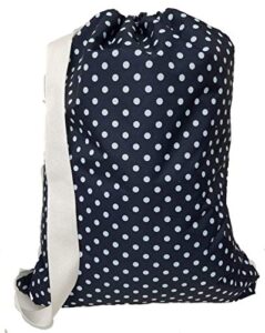 owen sewn polka dot nylon laundry bag 22"x28" with shoulder strap - made in usa