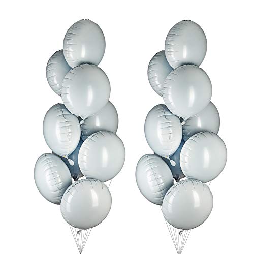 White Foil Balloon Round Shaped Mylar Helium Balloons Graduation Party Balloons Wedding Baby Shower Birthday Party Decorations, 18 Inches, Pack of 20