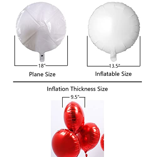 White Foil Balloon Round Shaped Mylar Helium Balloons Graduation Party Balloons Wedding Baby Shower Birthday Party Decorations, 18 Inches, Pack of 20