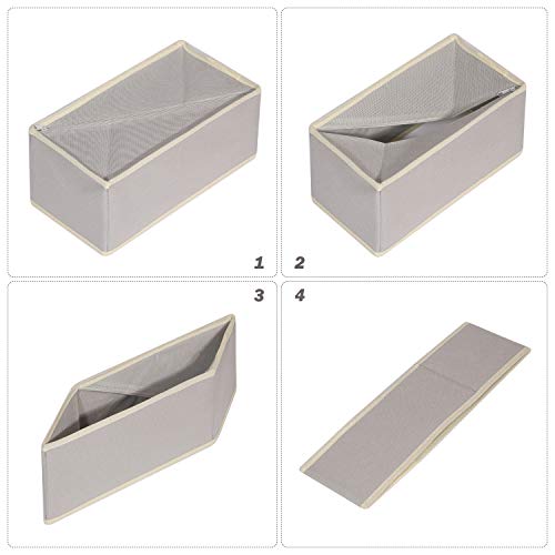 Set of 12 Foldable Drawer Organizer Dividers Cloth Storage Box Closet Dresser Organizer Cube Fabric Containers Basket Bins for Underwear Bras Socks Panties Lingeries Nursery Baby Clothes Grey NN246