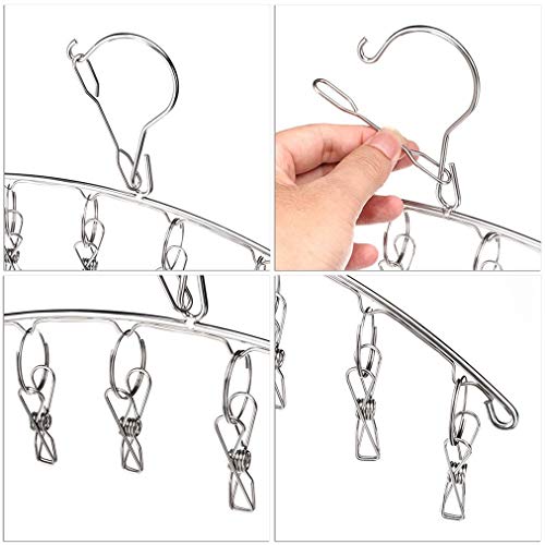 V-Shine Stainless Steel Laundry Drying Rack Clothes Hanger with 8 Clips for Drying Socks,Drying Towels, Diapers, Bras,Underwear, Socks Gloves(3 Pack)