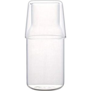 bedside water carafe set with tumbler glass set mouthwash bottle for bathroom, bedroom nightstand, 17oz/500ml(clear)