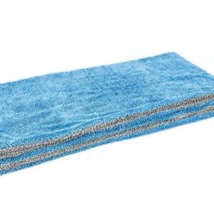 [Dreadnought XL] Microfiber Car-Drying Towel, Superior Absorbency for Drying Cars, Trucks, and SUVs, Double-Twist Pile, One-Pass Vehicle-Drying Towel (20"x40", Blue/Gray) 1-Pack