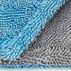 [Dreadnought XL] Microfiber Car-Drying Towel, Superior Absorbency for Drying Cars, Trucks, and SUVs, Double-Twist Pile, One-Pass Vehicle-Drying Towel (20"x40", Blue/Gray) 1-Pack