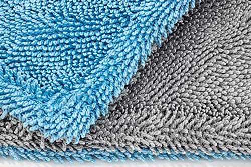 [Dreadnought XL] Microfiber Car-Drying Towel, Superior Absorbency for Drying Cars, Trucks, and SUVs, Double-Twist Pile, One-Pass Vehicle-Drying Towel (20"x40", Blue/Gray) 1-Pack