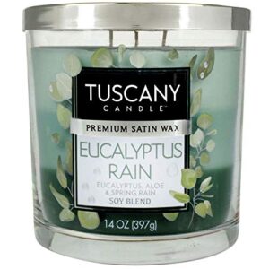 tuscany eucalyptus rain 3-wick glass jar candle, 14 ounce