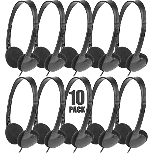 Hongzan Kids Headphones Bulk 10 Pack for School Students Children Teen Boys Girls, Wholesale Disposable Headphones Classroom Earphones(Black)