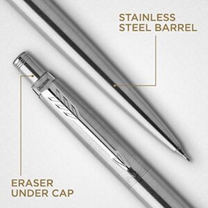 Parker Jotter Duo Gift Set with Ballpoint Pen & Mechanical Pencil (0.5mm) | Stainless Steel with Chrome Trim | Blue Ink Refill