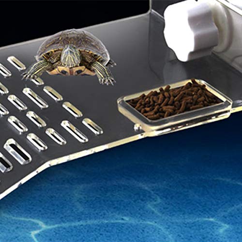 Sunxenze Large Size Acrylic Turtle Basking Platform, Fish Tank Aquarium Platform, Tortoise Resting Terrace with 3PCS Suction Cups