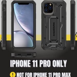 ArmadilloTek Vanguard Designed for iPhone 11 Pro Case (5.8 inches) Military Grade Full-Body Rugged with Built-in Screen Protector and Kickstand - Black
