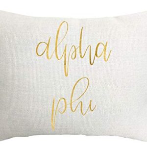 Sorority Shop Alpha Phi Pillow – Gold Script Design, 12" x 16" Lumbar Pillow Sorority