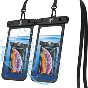 tiflook waterproof pouch phone dry bag underwater case for motorola moto g power g stylus g play g fast g7 g6 g5 e 2020 e6 e5 z4 z3 phone pouch for beach with lanyard neck strap, black (2 pack)