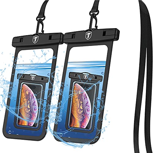 Tiflook Waterproof Pouch Phone Dry Bag Underwater Case for Motorola Moto G Power G Stylus G Play G Fast G7 G6 G5 E 2020 E6 E5 Z4 Z3 Phone Pouch for Beach with Lanyard Neck Strap, Black (2 Pack)