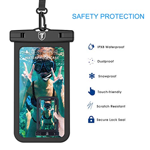 Tiflook Waterproof Pouch Phone Dry Bag Underwater Case for Motorola Moto G Power G Stylus G Play G Fast G7 G6 G5 E 2020 E6 E5 Z4 Z3 Phone Pouch for Beach with Lanyard Neck Strap, Black (2 Pack)