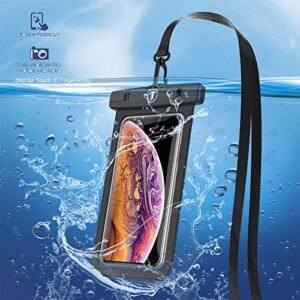 Tiflook Waterproof Pouch Phone Dry Bag Underwater Case for Motorola Moto G Power G Stylus G Play G Fast G7 G6 G5 E 2020 E6 E5 Z4 Z3 Phone Pouch for Beach with Lanyard Neck Strap, Black (2 Pack)