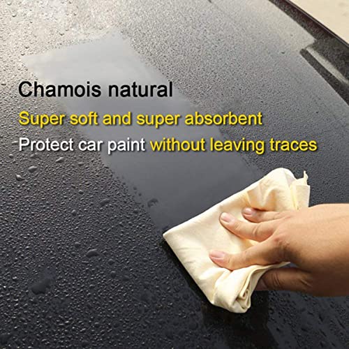 Car Chamois Drying Towel Natural Chamois Washing Cloth for Car Leather Super Absorbent Leather Cleaning Towel Wipes (23.6inchx35.4inch)
