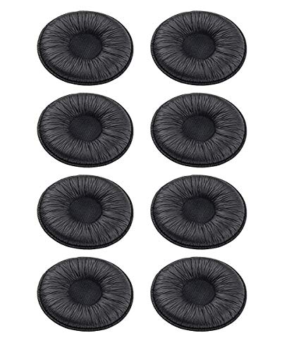 Tvoip 4 Pair Ear Cushions Leatherette Spare Replacement Earpads for Plantronics Supra Plus Encore and Most Standard Size 50mm Office Telephone Headsets H251 H251N H261 H261N H351 H351N H361 H361N