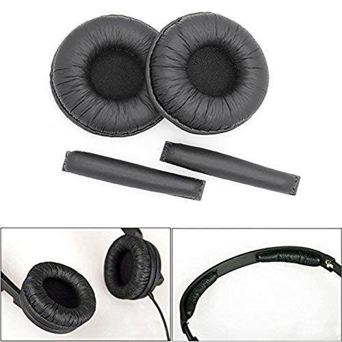 Tvoip 4 Pair Ear Cushions Leatherette Spare Replacement Earpads for Plantronics Supra Plus Encore and Most Standard Size 50mm Office Telephone Headsets H251 H251N H261 H261N H351 H351N H361 H361N