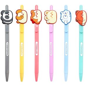 coosy anirollz school supply stationary character gel pen 1pc : 6 designs (set of 6)