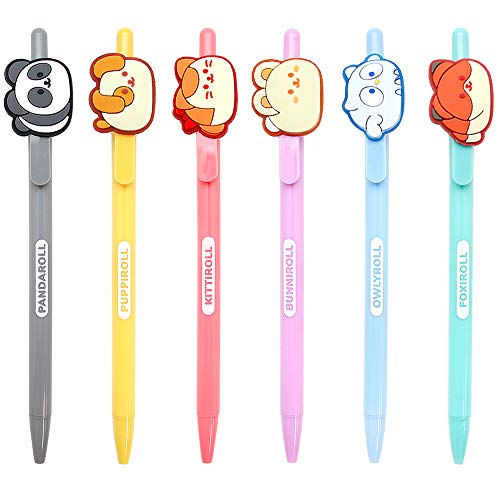 Coosy Anirollz School Supply Stationary Character Gel Pen 1PC : 6 Designs (Set of 6)