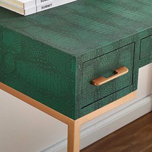 Southern Enterprises Carabelle Desk, Textured Emerald Alligator, Gold