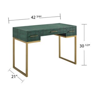 Southern Enterprises Carabelle Desk, Textured Emerald Alligator, Gold