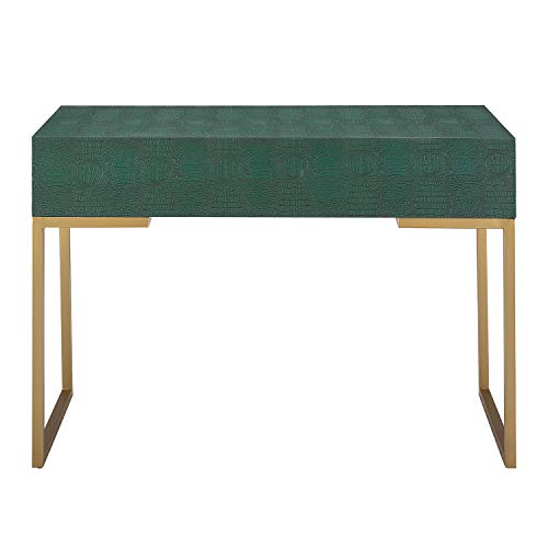 Southern Enterprises Carabelle Desk, Textured Emerald Alligator, Gold