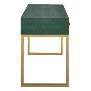 Southern Enterprises Carabelle Desk, Textured Emerald Alligator, Gold