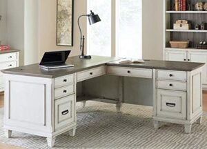 martin furniture pedestal desk, white