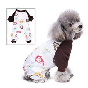 SELMAI Dog Pajamas Cat Pjs Sleepwear Breathable Soft Cotton Elastic Cat Apparel Pet Costume Cartoon Monkey rompers for Small Puppy Girls Shirts Doggies Jumpsuit Easy on Spring Summer Autumn Clothes XL