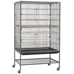 topeakmart wrought iron large flight parrot bird cage with rolling stand for multiple parakeets conure cockatiel cage