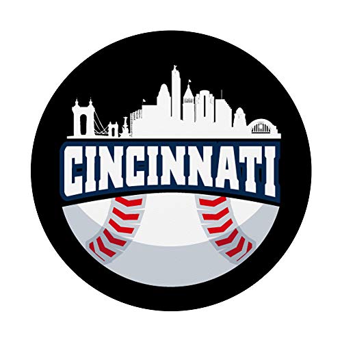 Cincinnati Baseball Skyline Ohio Baseball Player Gift PopSockets PopGrip: Swappable Grip for Phones & Tablets