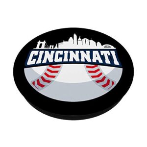 Cincinnati Baseball Skyline Ohio Baseball Player Gift PopSockets PopGrip: Swappable Grip for Phones & Tablets