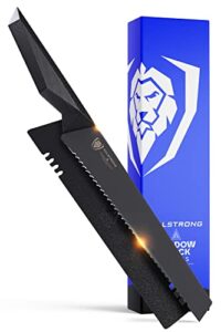 dalstrong serrated bread knife - 9 inch - shadow black series - black titanium nitride coated - high carbon - 7cr17mov-x vacuum treated steel - bread slicer cutter - slicing - sheath - nsf certified