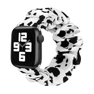 monoblanks scrunchie elastic watch band compatible with apple watch band 38mm/40mm/41mm 42mm/44mm/45mm,thick elastic band replacement for iwatch series 7/se/6/5/4/3/2/1(cow, 38mm/40mm/41mm)