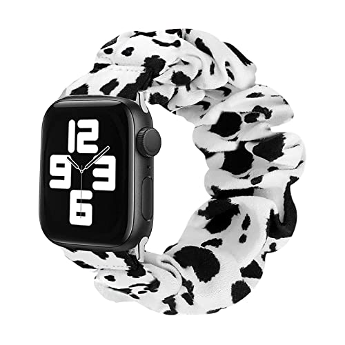 MONOBLANKS Scrunchie Elastic Watch Band Compatible with Apple Watch Band 38mm/40mm/41mm 42mm/44mm/45mm,Thick Elastic Band Replacement for iWatch Series 7/SE/6/5/4/3/2/1(Cow, 38MM/40MM/41MM)