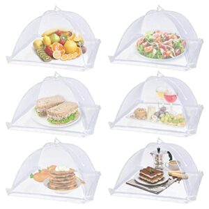 lauon large food cover,6 pack mesh food tent,17"x17",white nylon covers,pop-up umbrella screen tents,patio net for outdoor camping, picnics, parties,bbq,collapsible and reusable