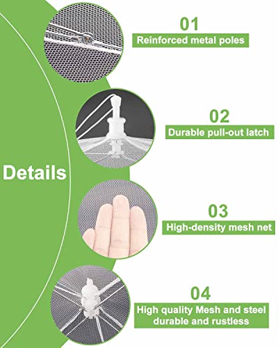 Lauon Large Food Cover,6 Pack Mesh Food Tent,17"x17",White Nylon Covers,Pop-Up Umbrella Screen Tents,Patio Net for Outdoor Camping, Picnics, Parties,BBQ,Collapsible and Reusable
