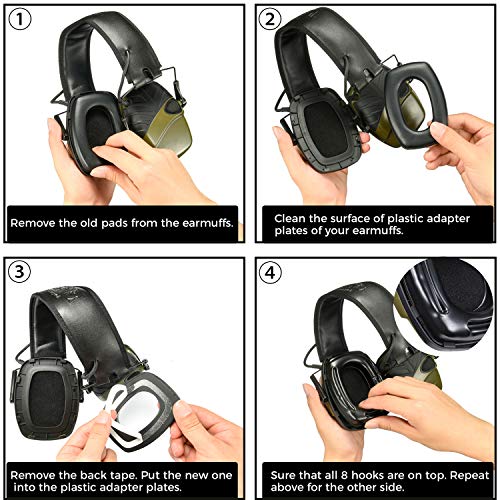 BJKing Gel Ear Pads, High Density Noise Reduction Replacement Gel Cups for Howard Leight Impact Sport Pro Sync Leightening Shooting Earmuff