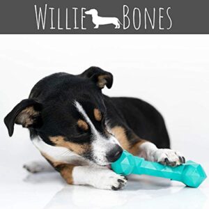 Willie Bones | Modern Dog Chew Toy | Almost Indestructible Dog Toys for Aggressive Chewers | Tough + Durable + Strong Natural Rubber Bone Toy for Small + Large Dogs + Puppy Teething | Boredom Chews