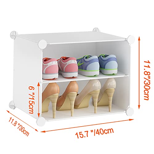 KOUSI Portable Shoe Rack Organizer 24 Pair Tower Shelf Storage Cabinet Stand Expandable for Heels, Boots, Slippers, 6 Tier White