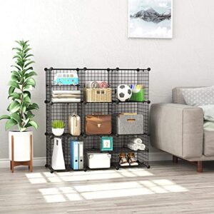 C&AHOME Wire Cube Storage, Wire Grids Organizer Unit with Large and Small Dividers, Metal C Grids Shelving, Storage Bins, Ideal for Closet Cabinet, Bedroom, Living Room, Office, Dormitory, Black