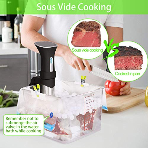 Sous Vide Bags 30 Reusable Vacuum Food Storage Bags for Sous Vide, 3 Sizes Large Sous Vide Bags with Pump, 4 Sous Vide Bag Clips for Food Storage and Chefsteps, Anova, Joule, Wancle Sous Vide Cooking