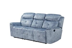 acme mariana loveseat w/console (motion) - - silver blue fabric