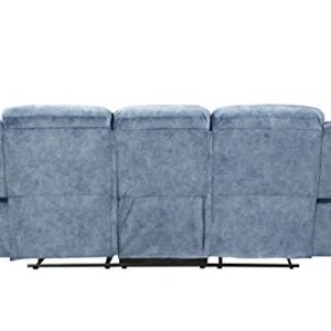 ACME Mariana Loveseat w/Console (Motion) - - Silver Blue Fabric